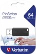 Pendrive 64GB USB 2.0 10/4MB/sec Verbatim PinStripe fekete
