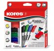 Tábla- és flipchart marker készlet szivaccsal 1-3mm kúpos Kores K-Marker 4 különböző szín