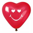 Léggömb 40cm szív alakú smiley piros