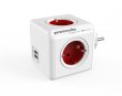 Eloszt 4 aljzat 2 USB csatlakoz Allocacoc PowerCube Original USB DE fehr-piros