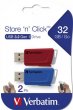 Pendrive 2x32GB USB 3.2 80/25MB/sec Verbatim Store n Click piros kék