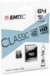 Memóriakártya microSDXC 64GB CL10 20/12 MB/s adapter Emtec Classic