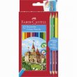 Színes ceruza készlet hatszögletű Faber-Castell 12 különböző szín + 3db bicolor ceruza