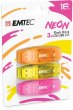 Pendrive 16GB 3 db USB 2.0 Emtec C410 Neon narancs citromsárga rózsaszín
