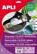 Etikett CD/DVD A4 matt eltávolítható Apli