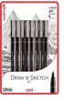 Rajzmarker kszlet Uni PIN Draw and Sketch 8 klnbz vonalvastagsg fekete