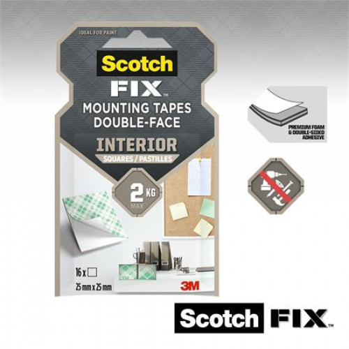 3M Scotch Ragasztó négyzetek kétoldalú 25,4x25,4mm 
