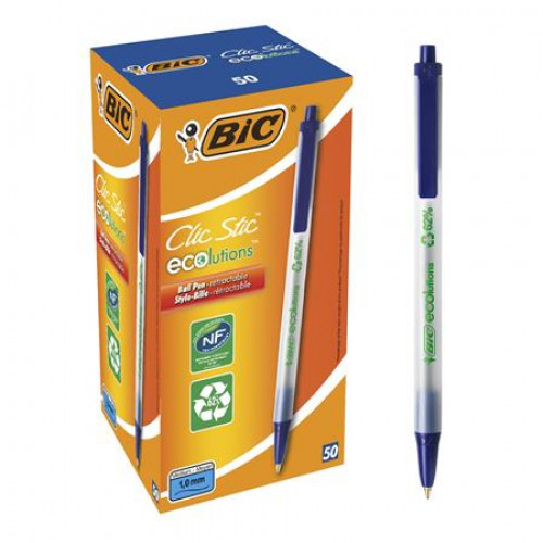 Bic Golyóstoll 0,32mm nyomógombosClic Stic ecolutions kék