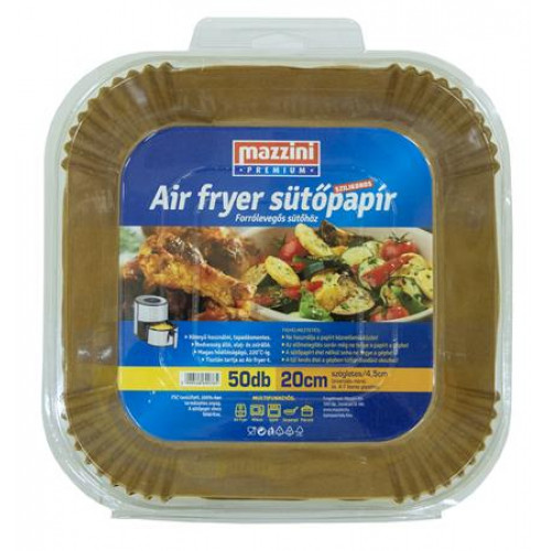 Mazzini Sütőpapír szilikonos Air Fryer készülékhez szögletes 20cm 50dbPremium