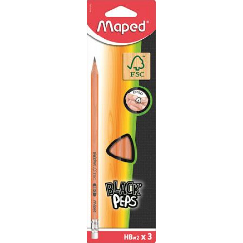 Grafitceruza radírral HB háromszögletű Maped BlackPeps