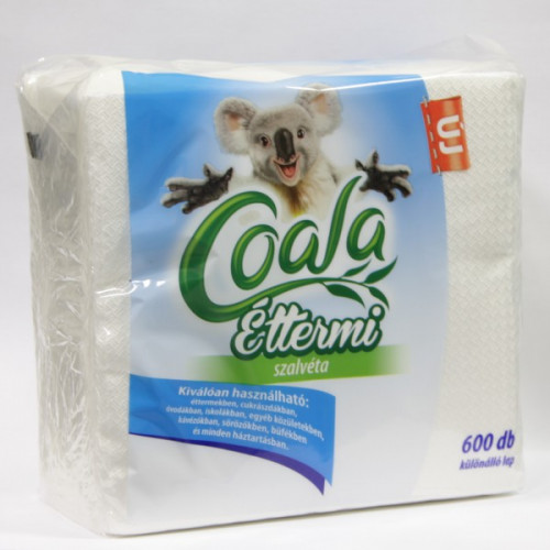 Coala Szalvéta éttermi 100 cellulóz 600db fehér 