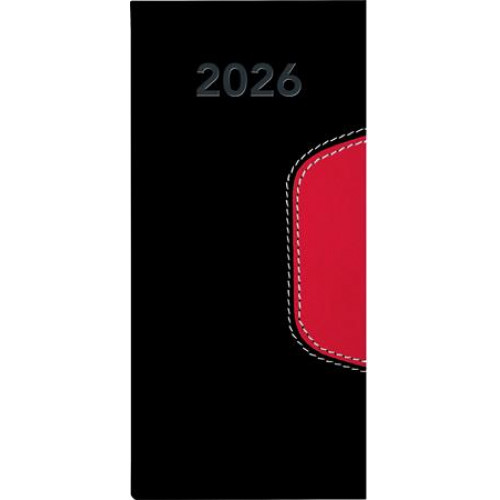 Dayliner Zsebnaptár fekvő elrendezésűMemphis fekete-piros (2026)