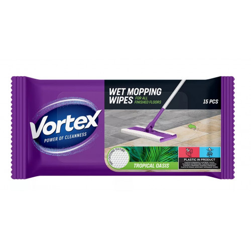 Vortex Felmosókendő nedves nyélhez UTÁNTÖLTŐ 15 db trópusi illat