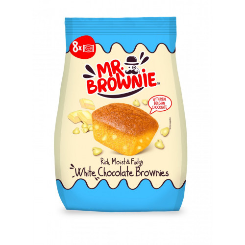 Mr. Brownie Mini sütemény 8x25g fehér csokoládé darabos