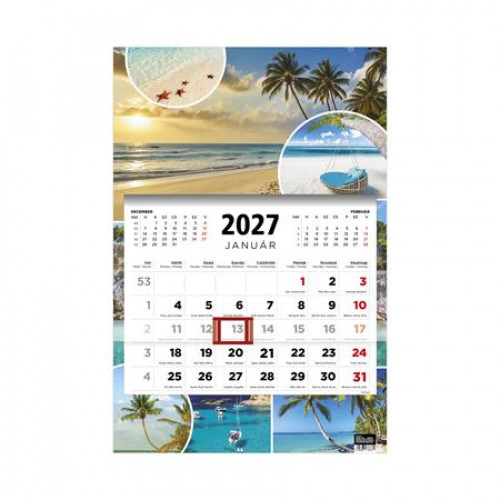 Toptimer Naptár speditőr három hónapos egy tömbös Beach (2027)