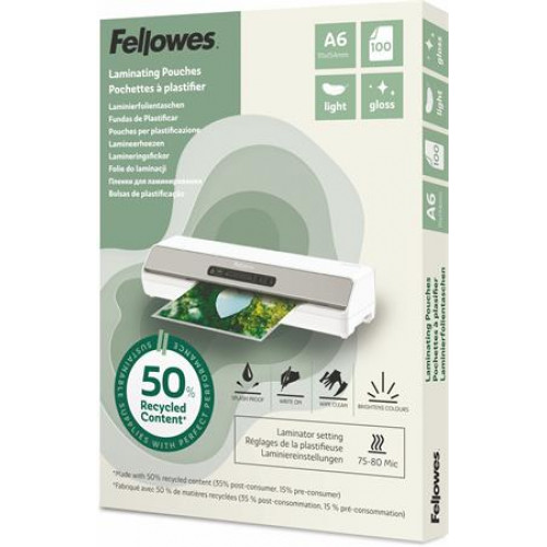 Fellowes Meleglamináló fólia 80 mikron A6 fényes Light