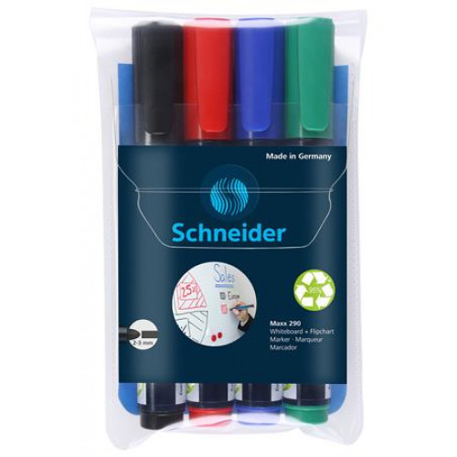 Tábla- és flipchart marker készlet 2-3mm kúpos Schneider Maxx 290 4 szín