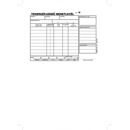 Menetlevél tehergépjármű 100lap A5 fekvő Victoria D.GÉPJ.21. darab!