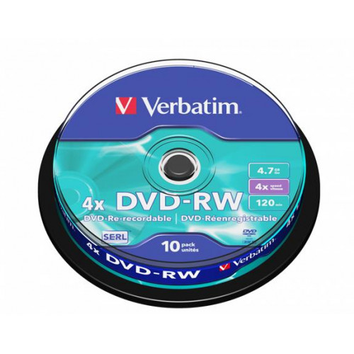 DVD-RW lemez újraírható 4,7GB 4x hengeren Verbatim