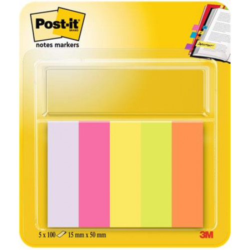 Jelölőcímke papír 5x100lap 15x50mm 3M Postit vegyes