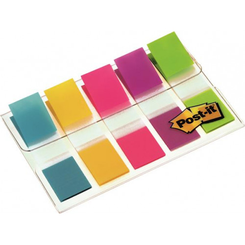 Jelölőcímke műanyag 5x20lap 12x43mm 3M Postit vegyes