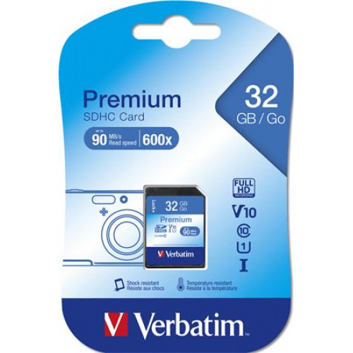 Memóriakártya SD 32GB Class 10 Verbatim Premium
