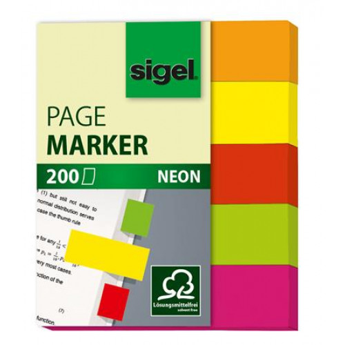 Jelölőcímke papír 5x40lap 12x50mm Sigel Neon Mini vegyes szín