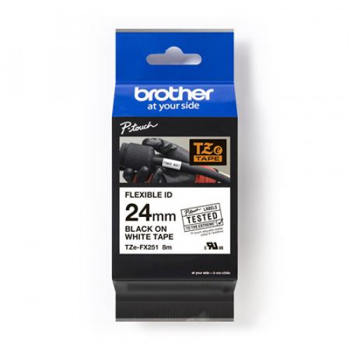 Feliratozógép szalag flexibilis 24mmx8m Brother fehér-fekete