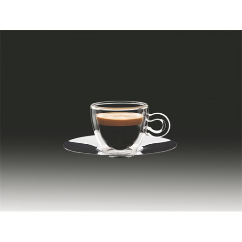 Espresszos csésze 6,5cl rozsdamentes aljjal duplafalú 2db Thermo