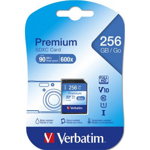 Memóriakártya SDXC 256GB Class 10 UHS-I 10 MB/sec Verbatim Premium