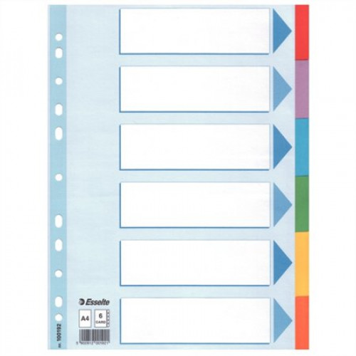 Regiszter karton A4 6 részes írható előlappal Esselte színes