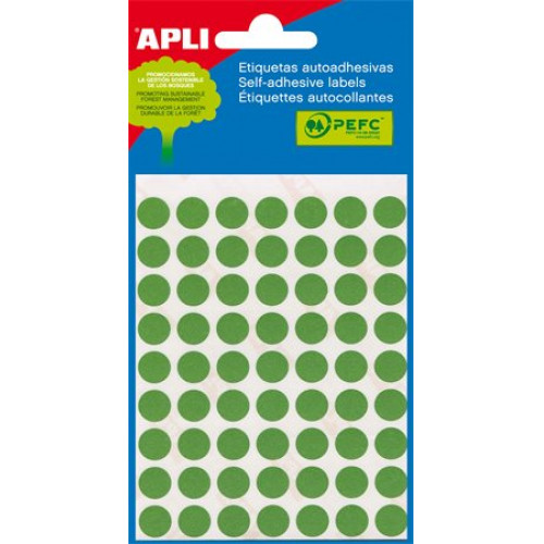 Etikett 8mm kör kézzel írható színes Apli zöld 288 etikett/csomag