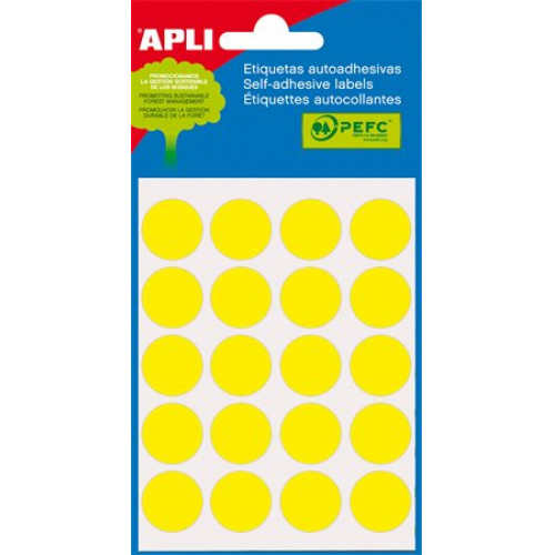 Etikett 19mm kör kézzel írható színes Apli sárga 100 etikett/csomag
