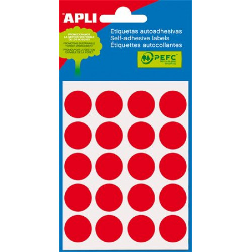 Etikett 19mm kör kézzel írható színes Apli piros 100 etikett/csomag