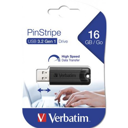 Pendrive 16GB USB 3.0 Verbatim Pinstripe fekete