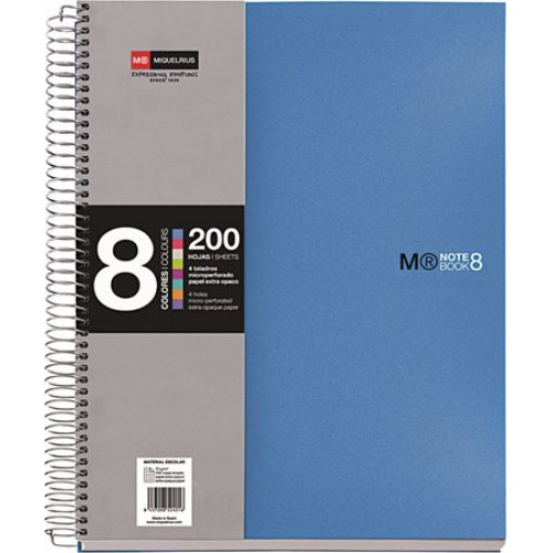 Spirálfüzet A5 kockás 200lap Note book 8 kék Miquelrius