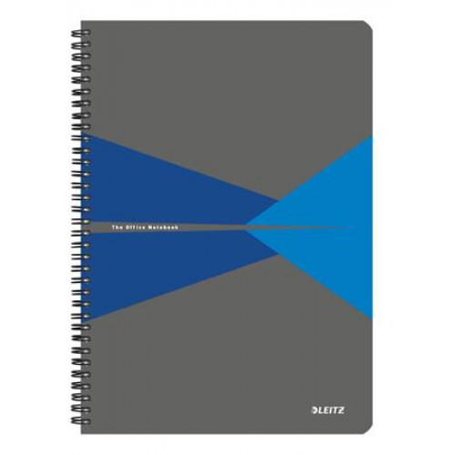 Spirálfüzet A4 kockás 90lap PP borító Leitz Office szürke-kék