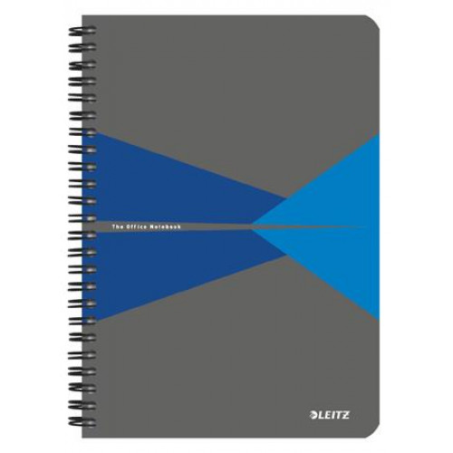 Spirálfüzet A5 kockás 90lap laminált karton borító Leitz Office szürke-kék
