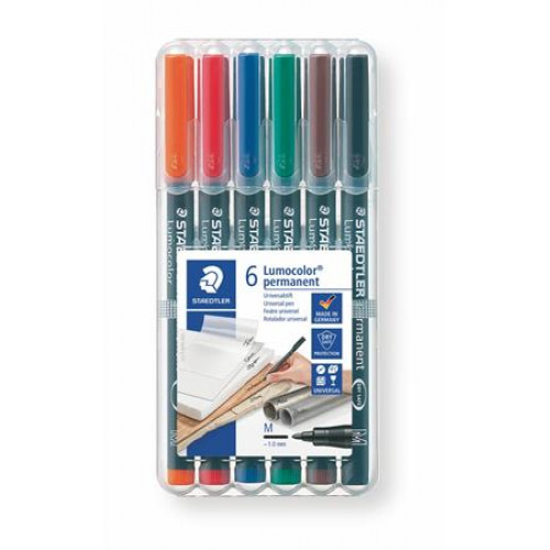 Alkoholos marker készlet OHP 1mm Staedtler 317 M 6 különböző szín