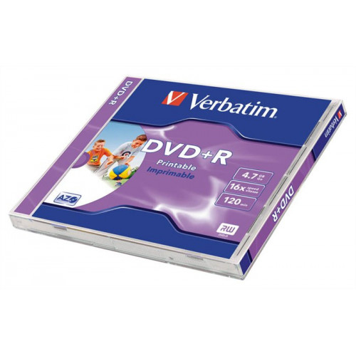DVD+R lemez nyomtatható matt ID 4,7GB 16x normál tok Verbatim