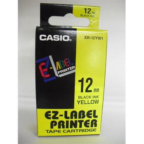 Feliratozógép szalag 12mm x 8m Casio sárga-fekete