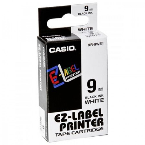 Feliratozógép szalag 9mm x 8m Casio fehér-fekete