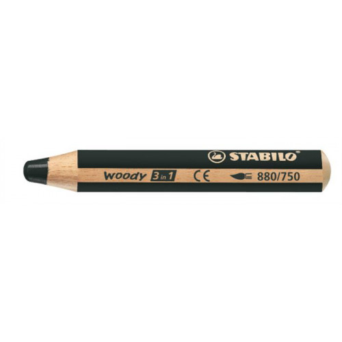 Színes ceruza kerek vastag Stabilo Woody fekete