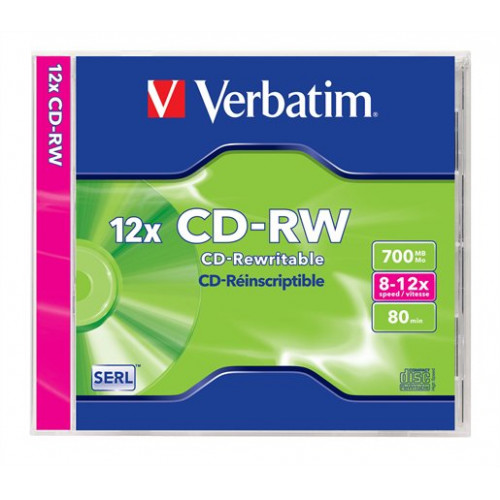 CD-RW lemez újraírható 700MB 8-10x normál tok Verbatim