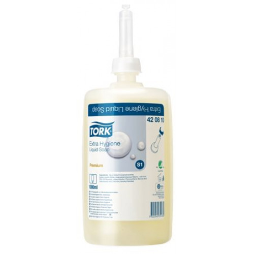Folyékony szappan 1l S1 rendszer Tork Premium kézmosáshoz illatmentes átlátszó (420810)
