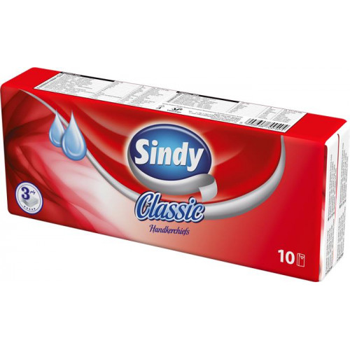 Papír zsebkendő 3 rétegű 10x10db Sindy classic