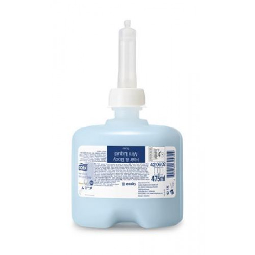Folyékony szappan 0,475L S2 rendszer Tork Premium Mini krémszappan tusoláshoz világoskék (420602)