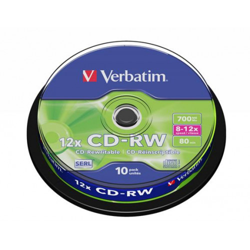 CD-RW lemez újraírható 700MB 8-10x hengeren Verbatim