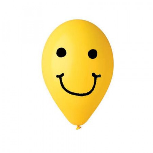 Léggömb 30cm smiley sárga