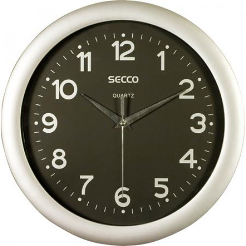 Falióra 30cm fekete számlap Secco Sweep Second ezüst keret S TS6026-51